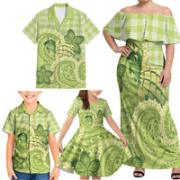 Hawaii Palaka Family Matching Off Shoulder Maxi Dress and Hawaiian Shirt Cute Green Mango Turtle On The Waves