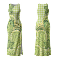Hawaii Palaka Family Matching Tank Maxi Dress and Hawaiian Shirt Cute Green Mango Turtle On The Waves