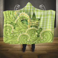 Hawaii Palaka Hooded Blanket Cute Green Mango Turtle On The Waves