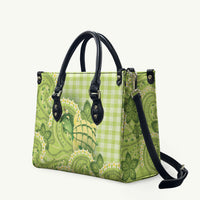 Hawaii Palaka Leather Bag Cute Green Mango Turtle On The Waves