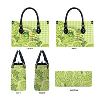 Hawaii Palaka Leather Bag Cute Green Mango Turtle On The Waves