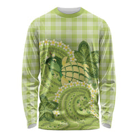 Hawaii Palaka Long Sleeve Shirt Cute Green Mango Turtle On The Waves