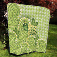Hawaii Palaka Quilt Cute Green Mango Turtle On The Waves