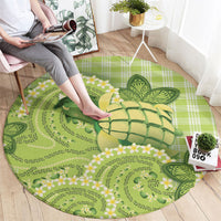 Hawaii Palaka Round Carpet Cute Green Mango Turtle On The Waves
