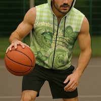 Hawaii Palaka Sleeveless Zip Hoodie Cute Green Mango Turtle On The Waves