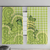 Hawaii Palaka Window Curtain Cute Green Mango Turtle On The Waves