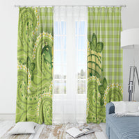 Hawaii Palaka Window Curtain Cute Green Mango Turtle On The Waves
