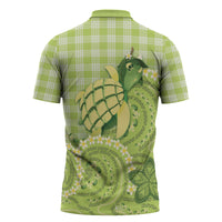 Hawaii Palaka Zipper Polo Shirt Cute Green Mango Turtle On The Waves