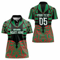 Custom Aotearoa Ngati Hine Women Polo Shirt Maori Pattern New Zealand - Polynesian Pride