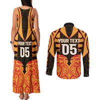 Custom Aotearoa Waikato Couples Matching Tank Maxi Dress and Long Sleeve Button Shirt Maori Pattern New Zealand - Polynesian Pride