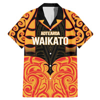 Custom Aotearoa Waikato Family Matching Mermaid Dress and Hawaiian Shirt Maori Pattern New Zealand DT05 Dad's Shirt - Short Sleeve Orange - Polynesian Pride