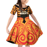Custom Aotearoa Waikato Family Matching Off Shoulder Short Dress and Hawaiian Shirt Maori Pattern New Zealand - Polynesian Pride