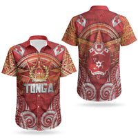 Tonga King's Birthday Couples Matching Puletasi and Hawaiian Shirt Gold Royal Crown Tribal Patterns DT05 - Polynesian Pride