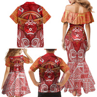 Tonga King's Birthday Family Matching Mermaid Dress and Hawaiian Shirt Gold Royal Crown Tribal Patterns