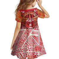 Tonga King's Birthday Family Matching Off The Shoulder Long Sleeve Dress and Hawaiian Shirt Gold Royal Crown Tribal Patterns