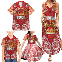 Tonga King's Birthday Family Matching Summer Maxi Dress and Hawaiian Shirt Gold Royal Crown Tribal Patterns DT05 - Polynesian Pride