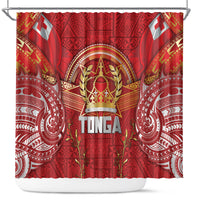 Tonga King's Birthday Shower Curtain Gold Royal Crown Tribal Patterns
