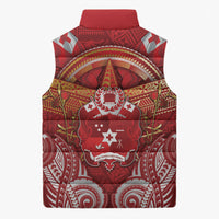Tonga King's Birthday Sleeveless Puffer Jacket Gold Royal Crown Tribal Patterns