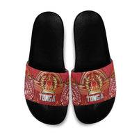 Tonga King's Birthday Slide Sandals Gold Royal Crown Tribal Patterns