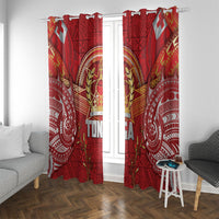 Tonga King's Birthday Window Curtain Gold Royal Crown Tribal Patterns