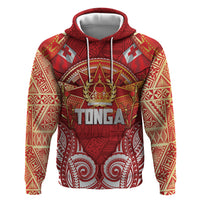 Tonga King's Birthday Zip Hoodie Gold Royal Crown Tribal Patterns