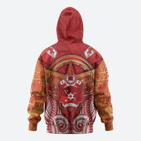 Tonga King's Birthday Zip Hoodie Gold Royal Crown Tribal Patterns