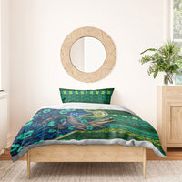 Solomon Islands Independence Day Bedding Set Crocodile Hibiscus Tribal Pattern