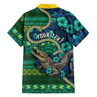 Personalised Solomon Islands Independence Day Family Matching Tank Maxi Dress and Hawaiian Shirt Crocodile Hibiscus Tribal Pattern