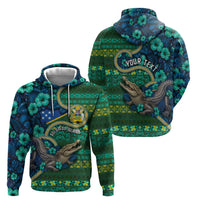 Personalised Solomon Islands Independence Day Hoodie Crocodile Hibiscus Tribal Pattern
