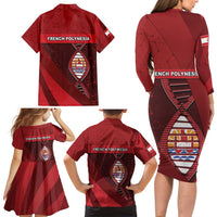 French Polynesia Is In My DNA Family Matching Long Sleeve Bodycon Dress and Hawaiian Shirt - Polynesian Pride