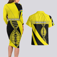 New Caledonia Is In My DNA Couples Matching Long Sleeve Bodycon Dress and Hawaiian Shirt - Polynesian Pride