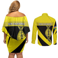 New Caledonia Is In My DNA Couples Matching Off Shoulder Short Dress and Long Sleeve Button Shirt - Polynesian Pride