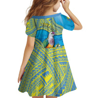 Personalised Palau Biib Bird Kid Short Sleeve Dress Rur Flower And Rock Islands Patterns DT05 - Polynesian Pride