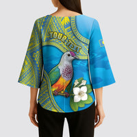 Personalised Palau Biib Bird Kimono Sleeve Blouse Rur Flower And Rock Islands Patterns