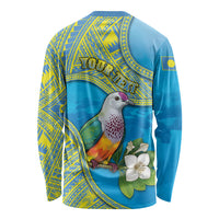 Personalised Palau Biib Bird Long Sleeve Shirt Rur Flower And Rock Islands Patterns