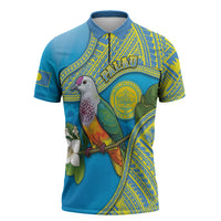 Personalised Palau Biib Bird Zipper Polo Shirt Rur Flower And Rock Islands Patterns