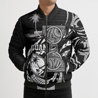 Personalised Guam Liberation Day Bomber Puffer Jacket Black White Latte Stone Tribal Patterns