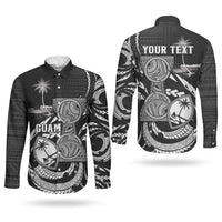 Personalised Guam Liberation Day Couples Matching Off Shoulder Maxi Dress and Long Sleeve Button Shirt Black White Latte Stone Tribal Patterns DT05 - Polynesian Pride