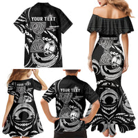 Personalised Guam Liberation Day Family Matching Mermaid Dress and Hawaiian Shirt Black White Latte Stone Tribal Patterns DT05 Mom's Dress Black - Polynesian Pride