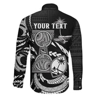 Personalised Guam Liberation Day Family Matching Off Shoulder Maxi Dress and Hawaiian Shirt Black White Latte Stone Tribal Patterns DT05 Son's Shirt Black - Polynesian Pride