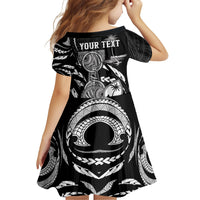 Personalised Guam Liberation Day Family Matching Puletasi and Hawaiian Shirt Black White Latte Stone Tribal Patterns
