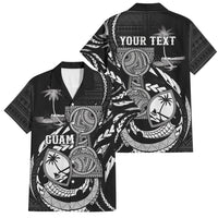 Personalised Guam Liberation Day Family Matching Summer Maxi Dress and Hawaiian Shirt Black White Latte Stone Tribal Patterns DT05 Dad's Shirt - Short Sleeve Black - Polynesian Pride