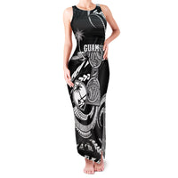 Personalised Guam Liberation Day Family Matching Tank Maxi Dress and Hawaiian Shirt Black White Latte Stone Tribal Patterns