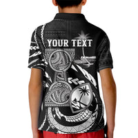 Personalised Guam Liberation Day Kid Polo Shirt Black White Latte Stone Tribal Patterns