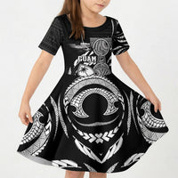 Personalised Guam Liberation Day Kid Short Sleeve Dress Black White Latte Stone Tribal Patterns DT05 KID Black - Polynesian Pride
