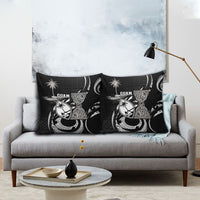 Guam Liberation Day Pillow Cover Black White Latte Stone Tribal Patterns