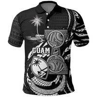 Personalised Guam Liberation Day Polo Shirt Black White Latte Stone Tribal Patterns DT05 Black - Polynesian Pride