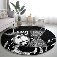 Guam Liberation Day Round Carpet Black White Latte Stone Tribal Patterns