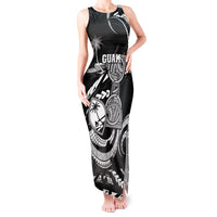 Personalised Guam Liberation Day Tank Maxi Dress Black White Latte Stone Tribal Patterns DT05 Women Black - Polynesian Pride