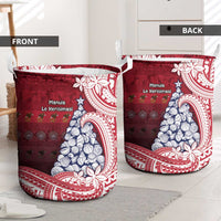American Samoa Christmas Laundry Basket Seashell Xmas Tree Tribal Waves - Polynesian Pride